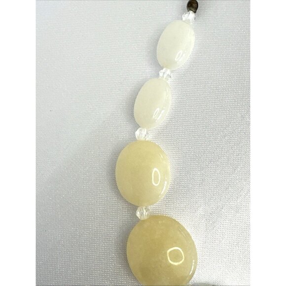 Carolee Yellow & Clear Natural Stone Beaded Necklace With Lobster Clasp - Picture 4 of 6